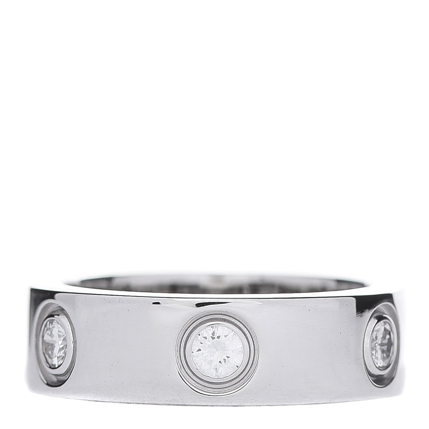 18K White Gold 6 Diamond 5.5mm LOVE Ring 48 4.5