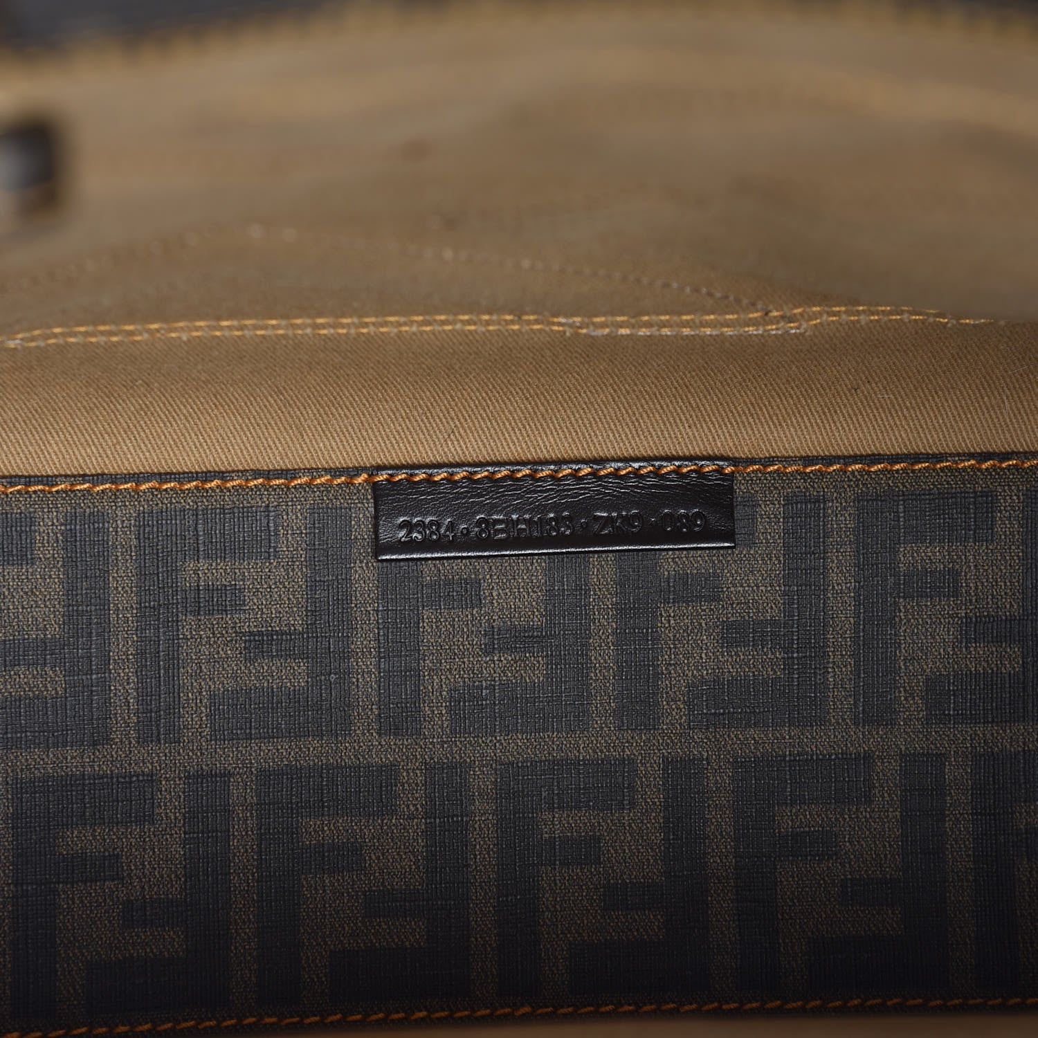 Fendi Metallic Calfskin Zucchino Zucca Spalmati Shopping Tote Tobacco 8 of 11