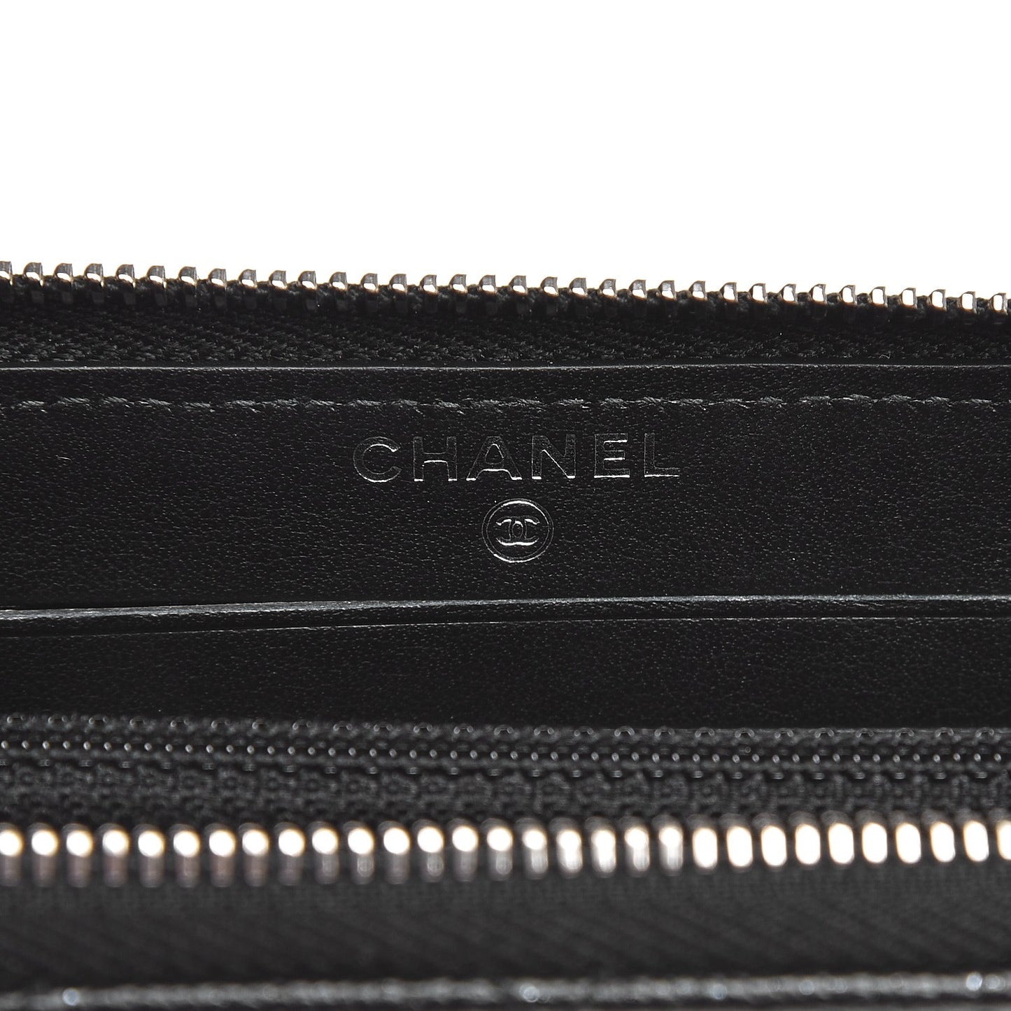 Metallic Caviar Quilted Small Zip Around Wallet Black