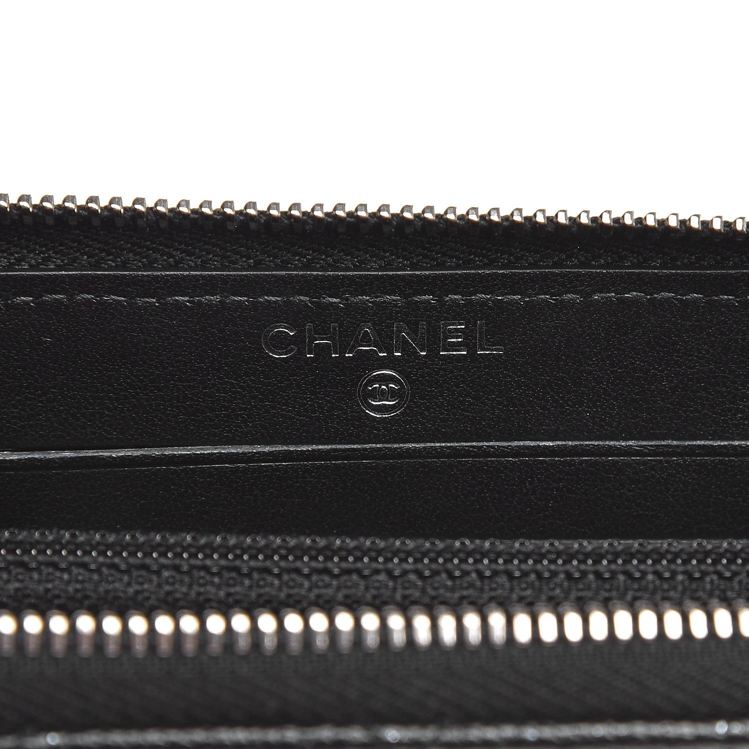 Chanel Metallic Caviar Quilted Small Zip Around Wallet Black 8 of 9