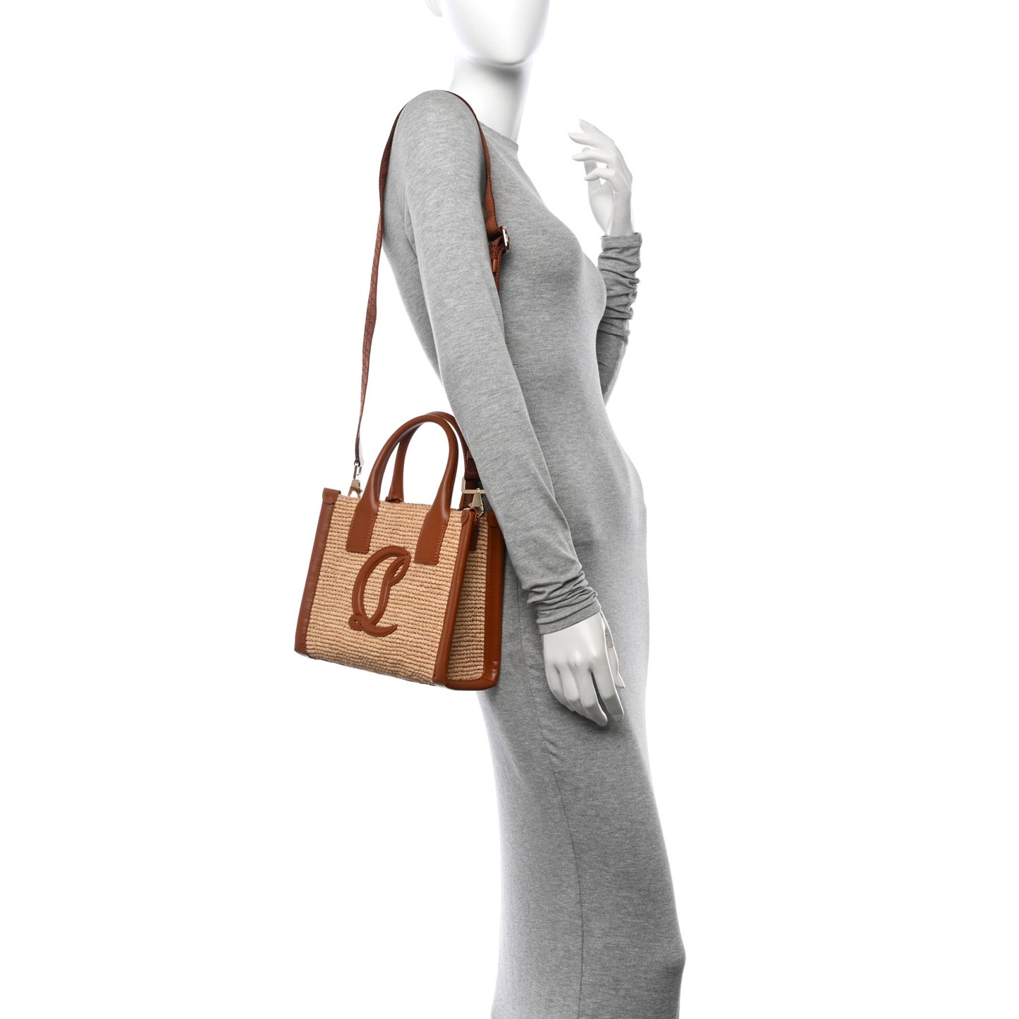Raffia Calfskin Mini By My Side Tote Natural Cuoio