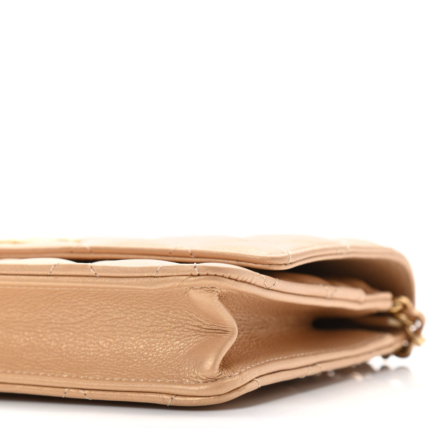 Chanel Metallic Calfskin Quilted Wallet On Chain WOC Gold 10 of 11