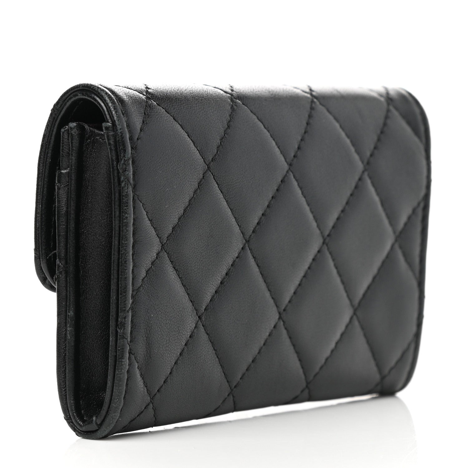 Chanel Lambskin Quilted Flap Card Holder Wallet Black 3 of 9