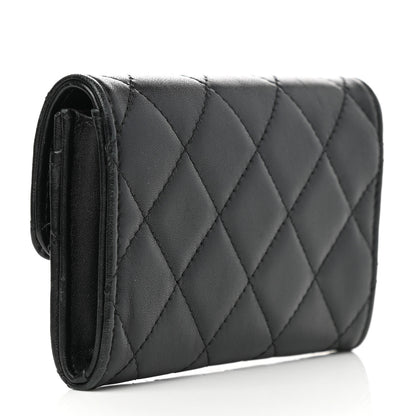 Chanel Lambskin Quilted Flap Card Holder Wallet Black 3 of 9