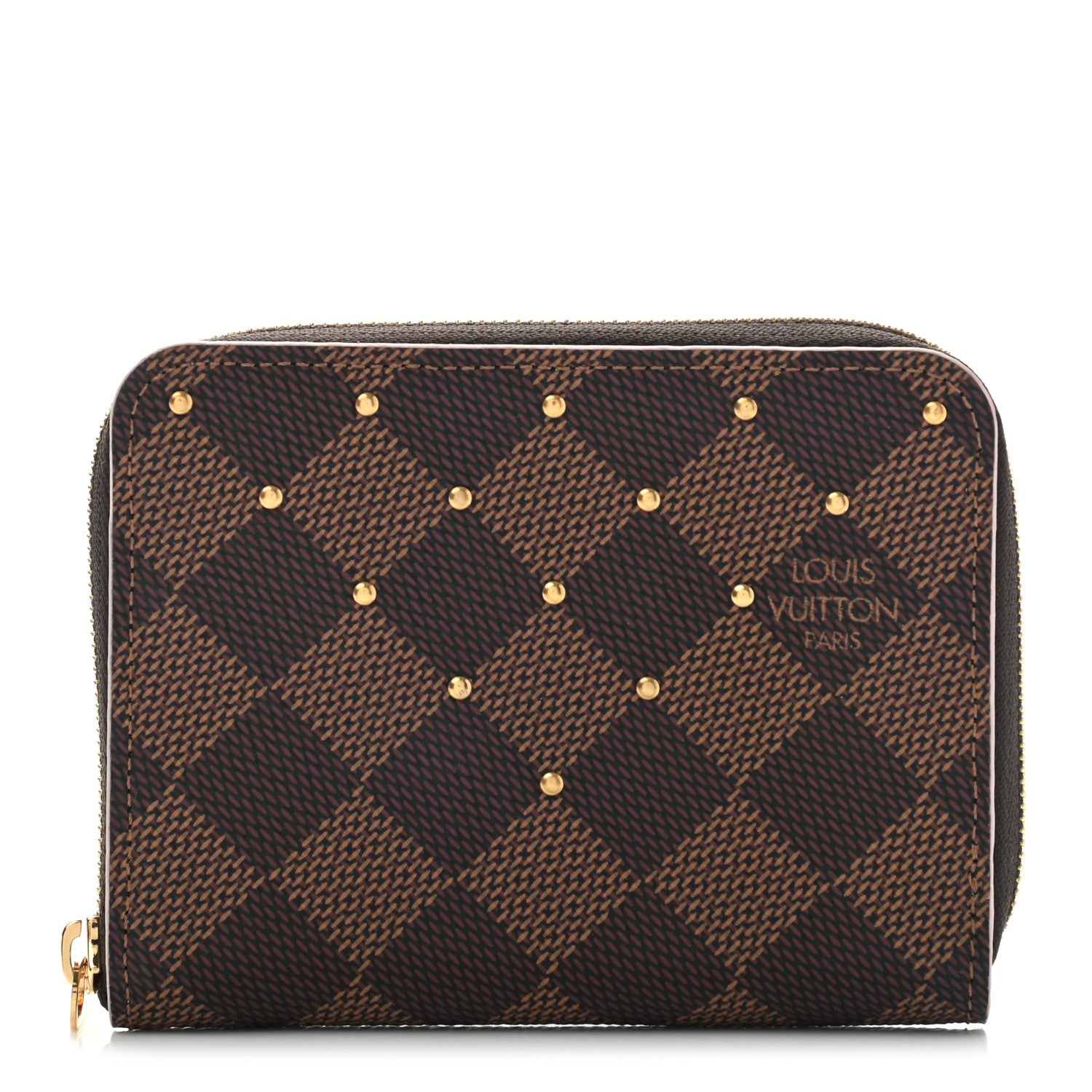Louis Vuitton Damier Ebene Studded Zippy Coin Purse Rose Ballerine 1 of 9