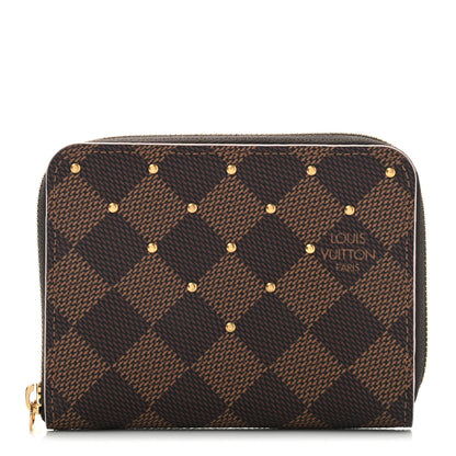 Louis Vuitton Damier Ebene Studded Zippy Coin Purse Rose Ballerine 1 of 9