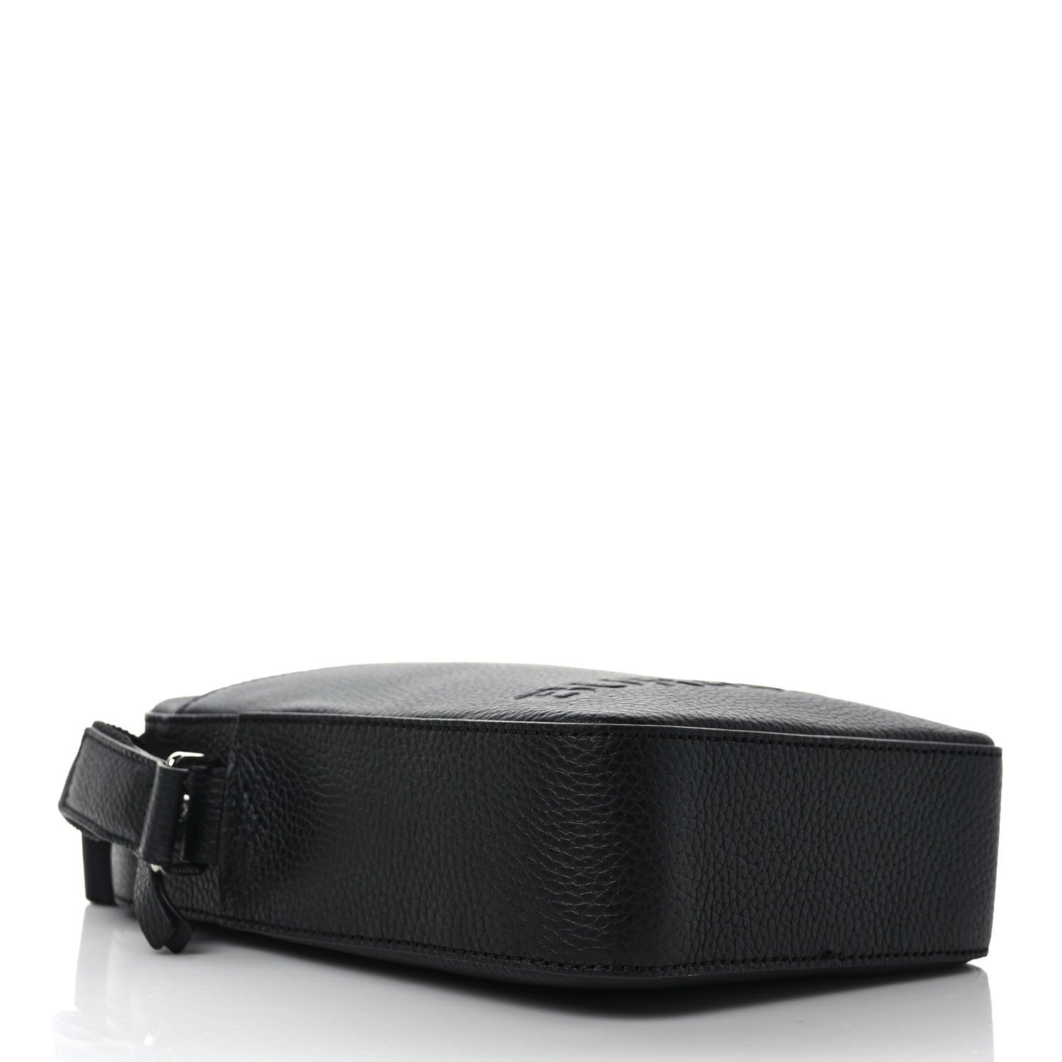 Burberry Pebbled Calfskin Logo Embossed Thornton Messenger Bag Black 4 of 8
