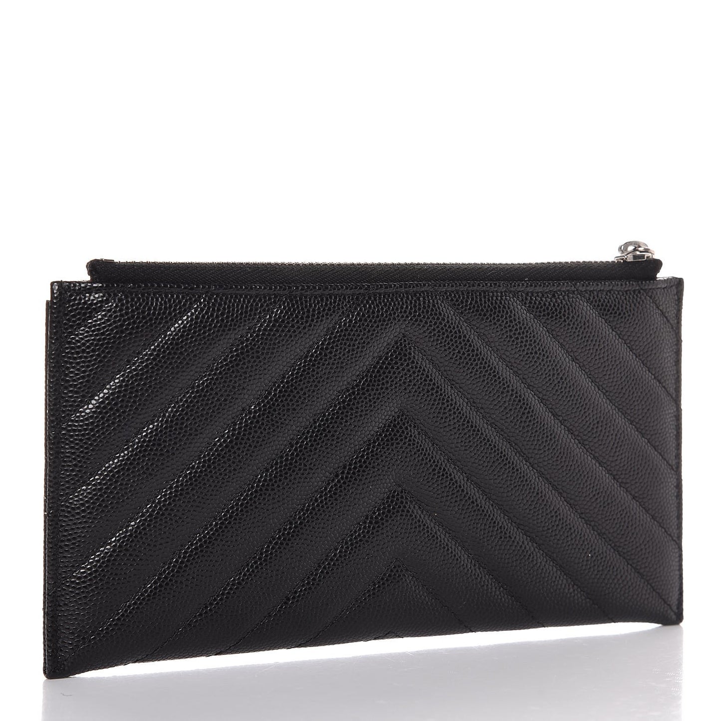 Caviar Chevron Quilted Zip Pouch Black
