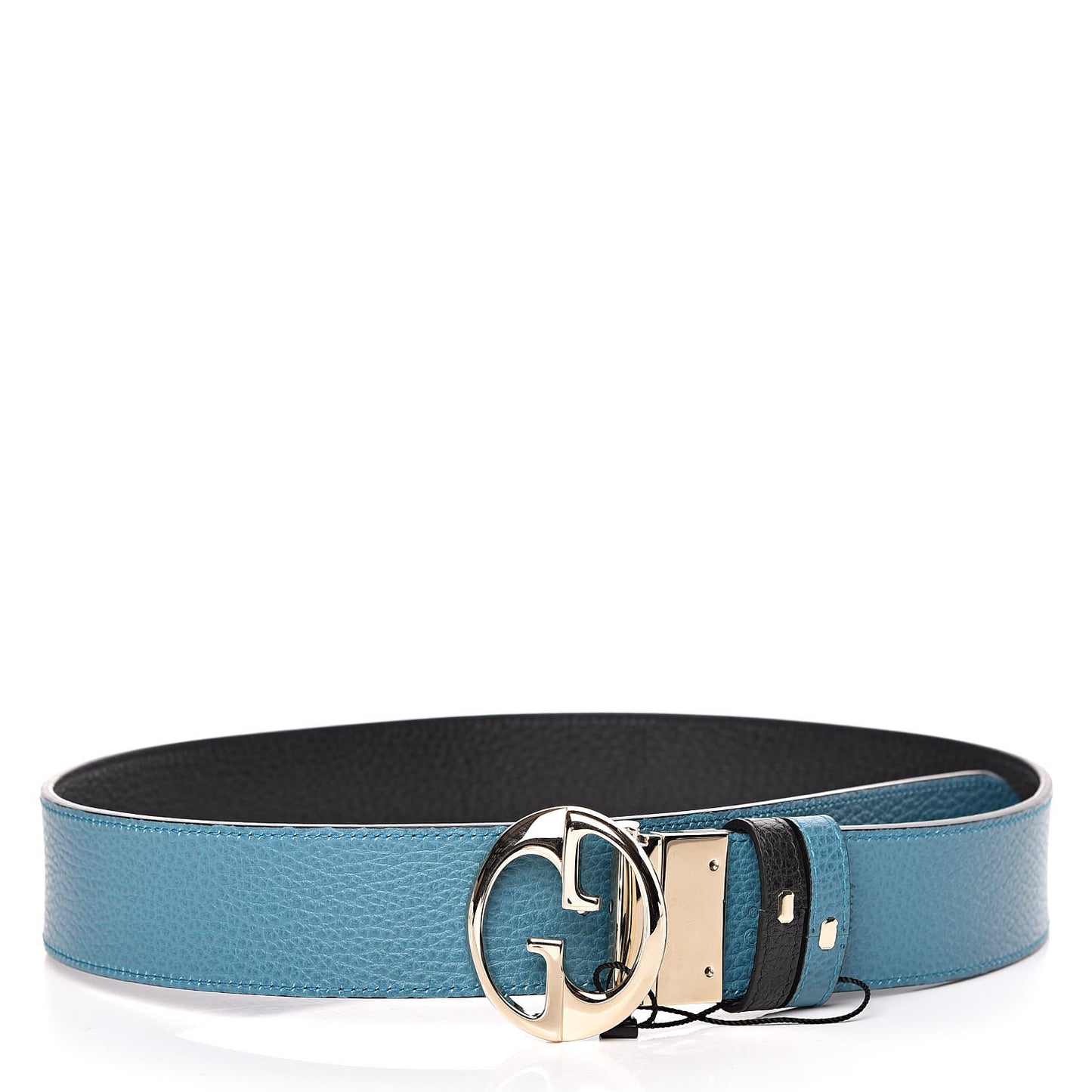 Dollar Calfskin 1973 Reversible Belt 80 32 Black Deep Cobalt