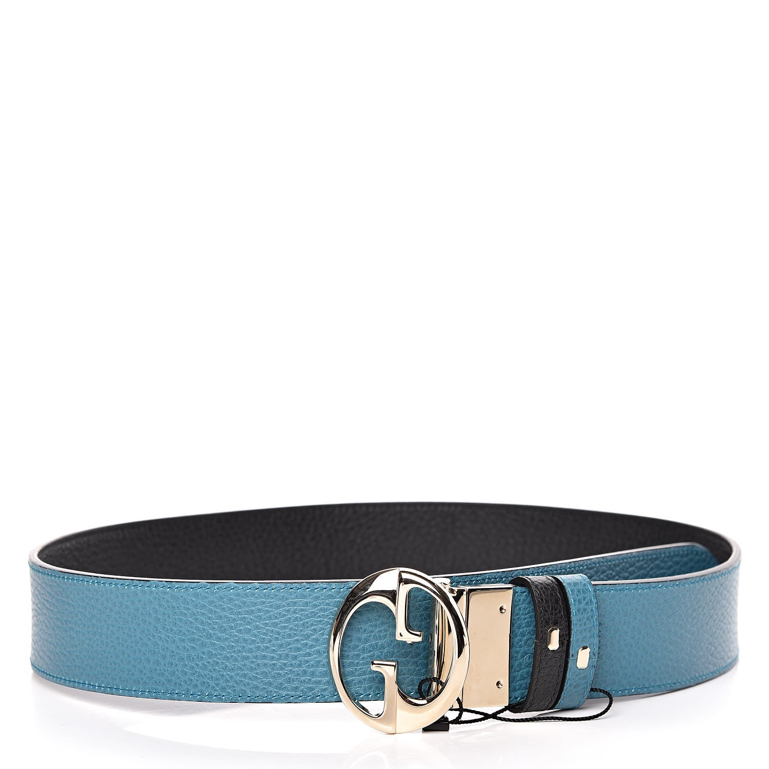 Gucci Dollar Calfskin 1973 Reversible Belt 80 32 Black Deep Cobalt 3 of 7