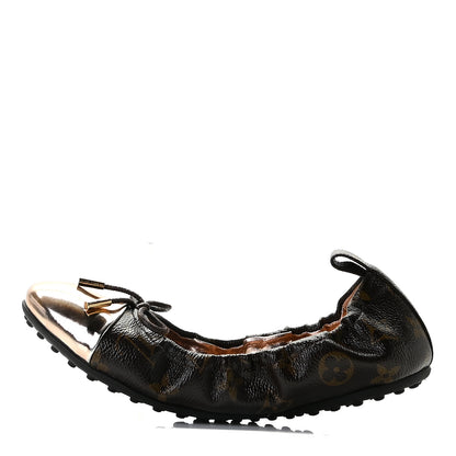 Louis Vuitton Monogram Flirty Ballerina Flats 37.5 Gold 1 of 10
