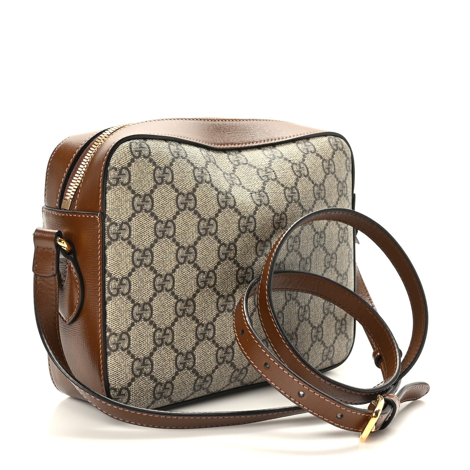 Gucci GG Supreme Monogram Small Horsebit 1955 Shoulder Bag Beige Brown Sugar 3 of 10