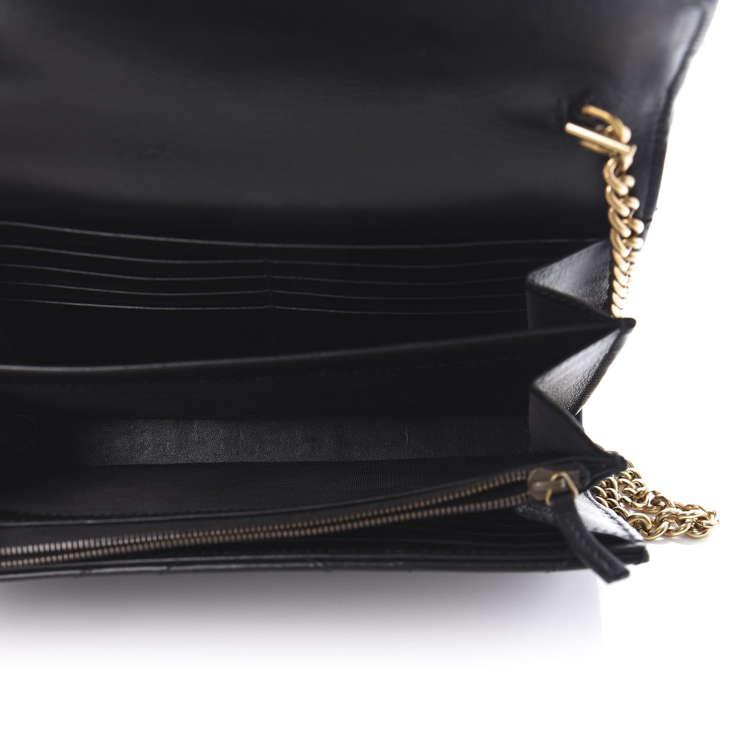 Calfskin Matelasse GG Marmont Chain Wallet Black