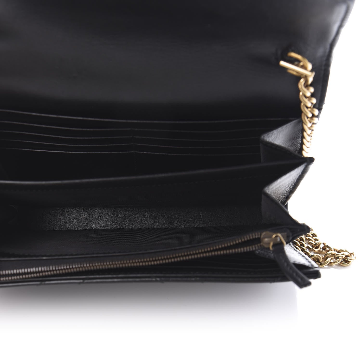 Gucci Calfskin Matelasse GG Marmont Chain Wallet Black 5 of 9