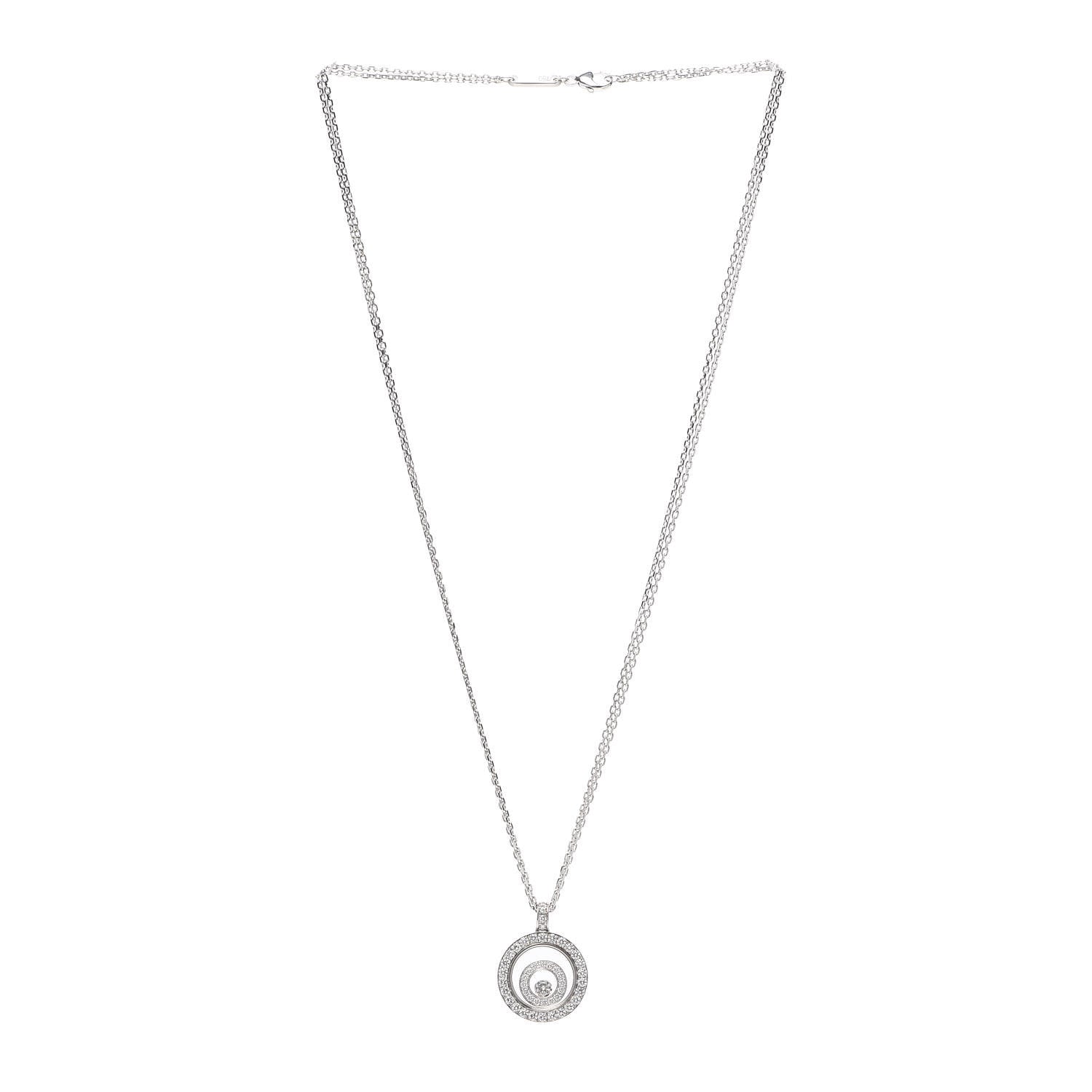 Chopard 18K White Gold Diamond Happy Spirit Pendant Necklace 3 of 7