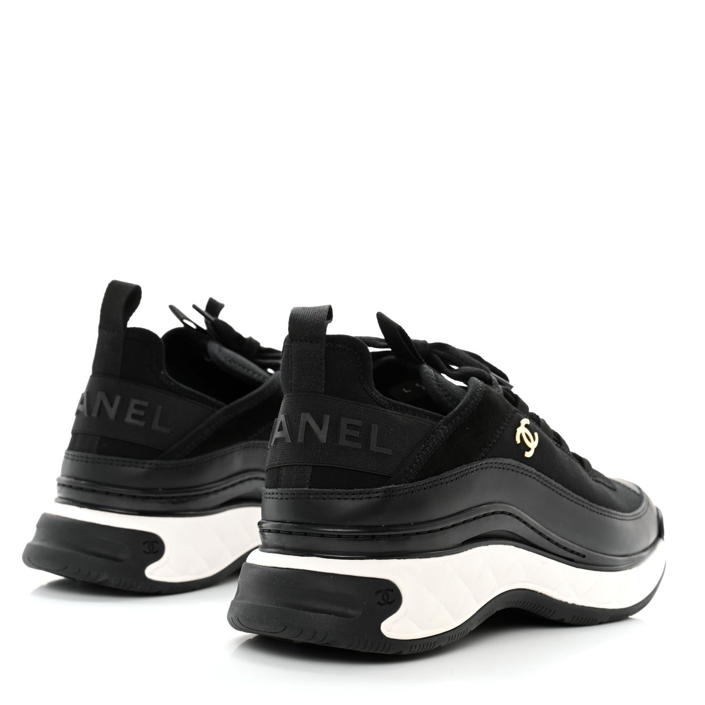 Velvet Calfskin Mixed Fibers CC Sneakers 39 Black