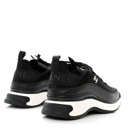 Chanel Velvet Calfskin Mixed Fibers CC Sneakers 39 Black 4 of 9