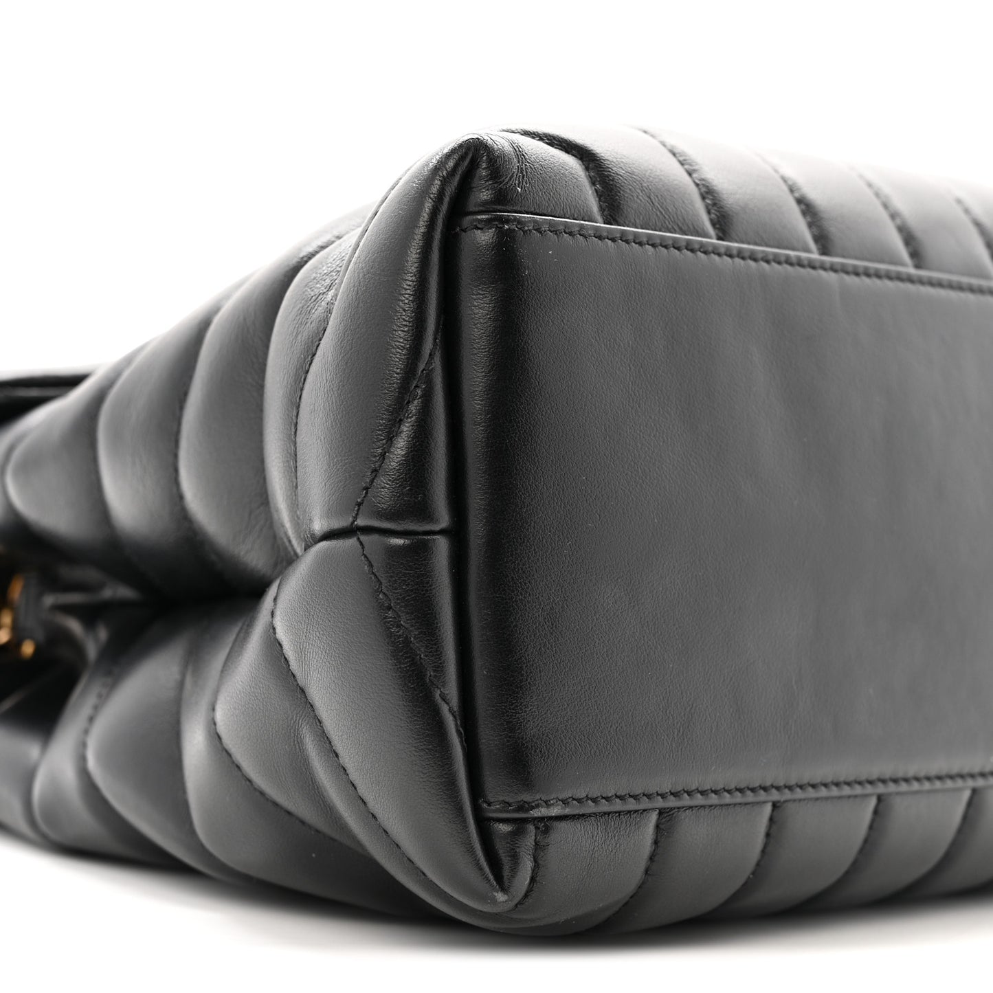 Calfskin Y Quilted Monogram Medium Loulou Chain Satchel Black
