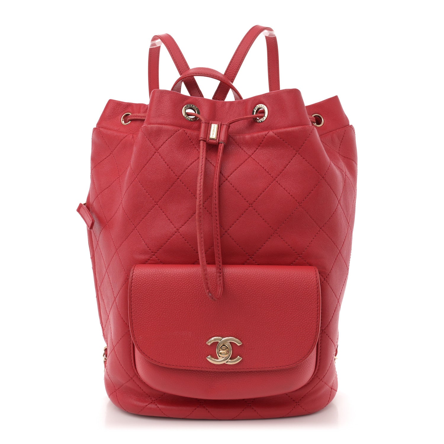 Chanel Sheepskin Caviar Quilted Daily Round Backpack Red 1 of 13