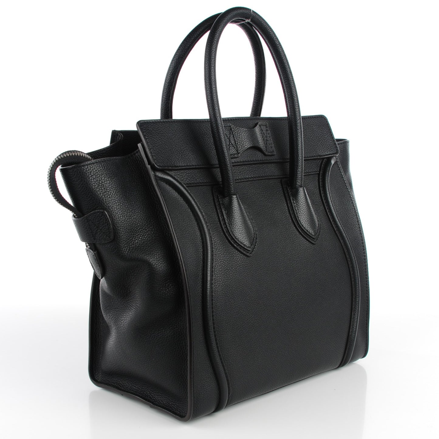 Drummed Calfskin Mini Luggage Black