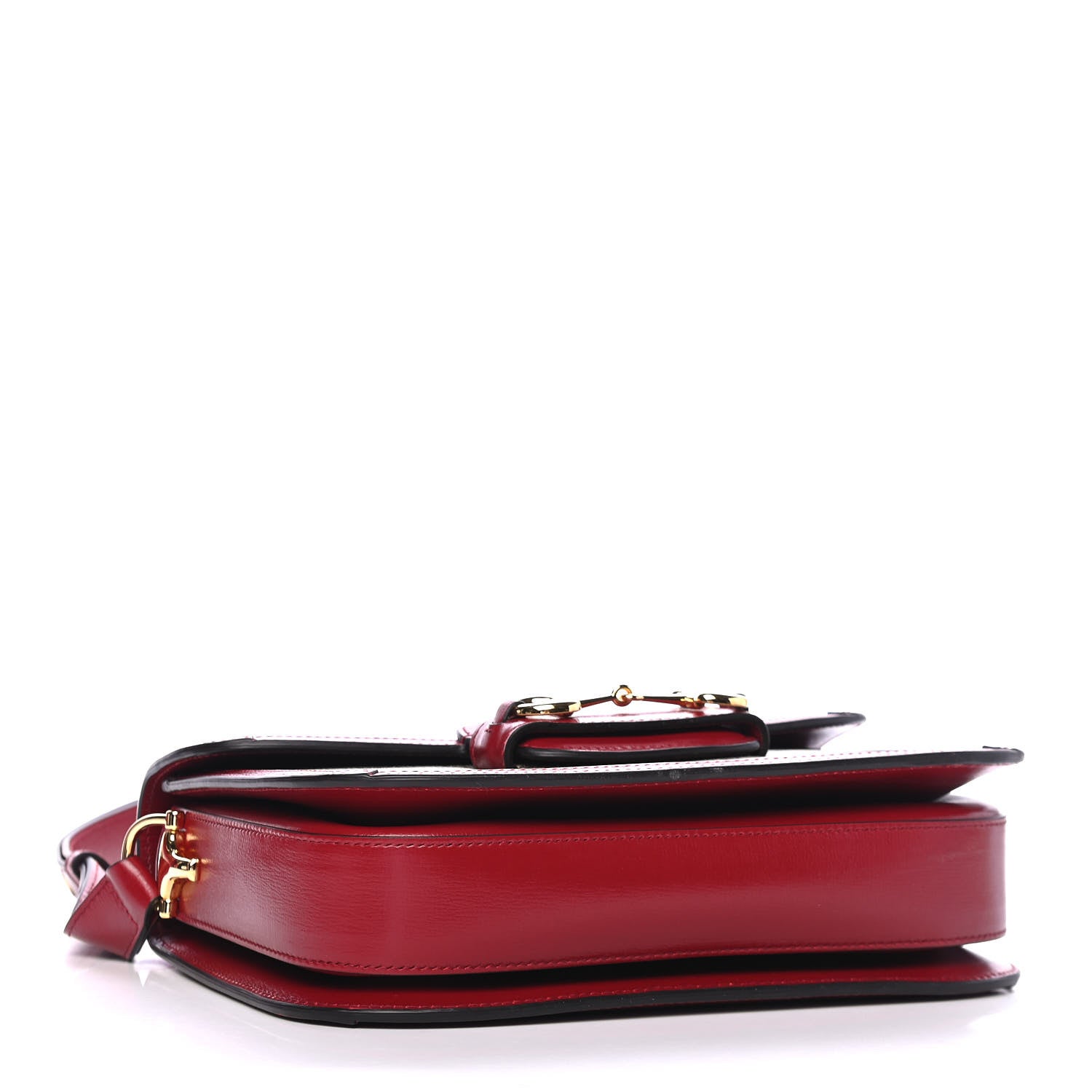 Gucci GG Supreme Monogram Azalea Calfskin Horsebit 1955 Shoulder Bag Beige Ebony New Cherry Red 3 of 4