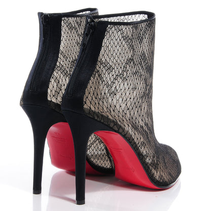Christian Louboutin Crepe Satin Paola Lace Ankle Boots 100 Size 40 5 of 7