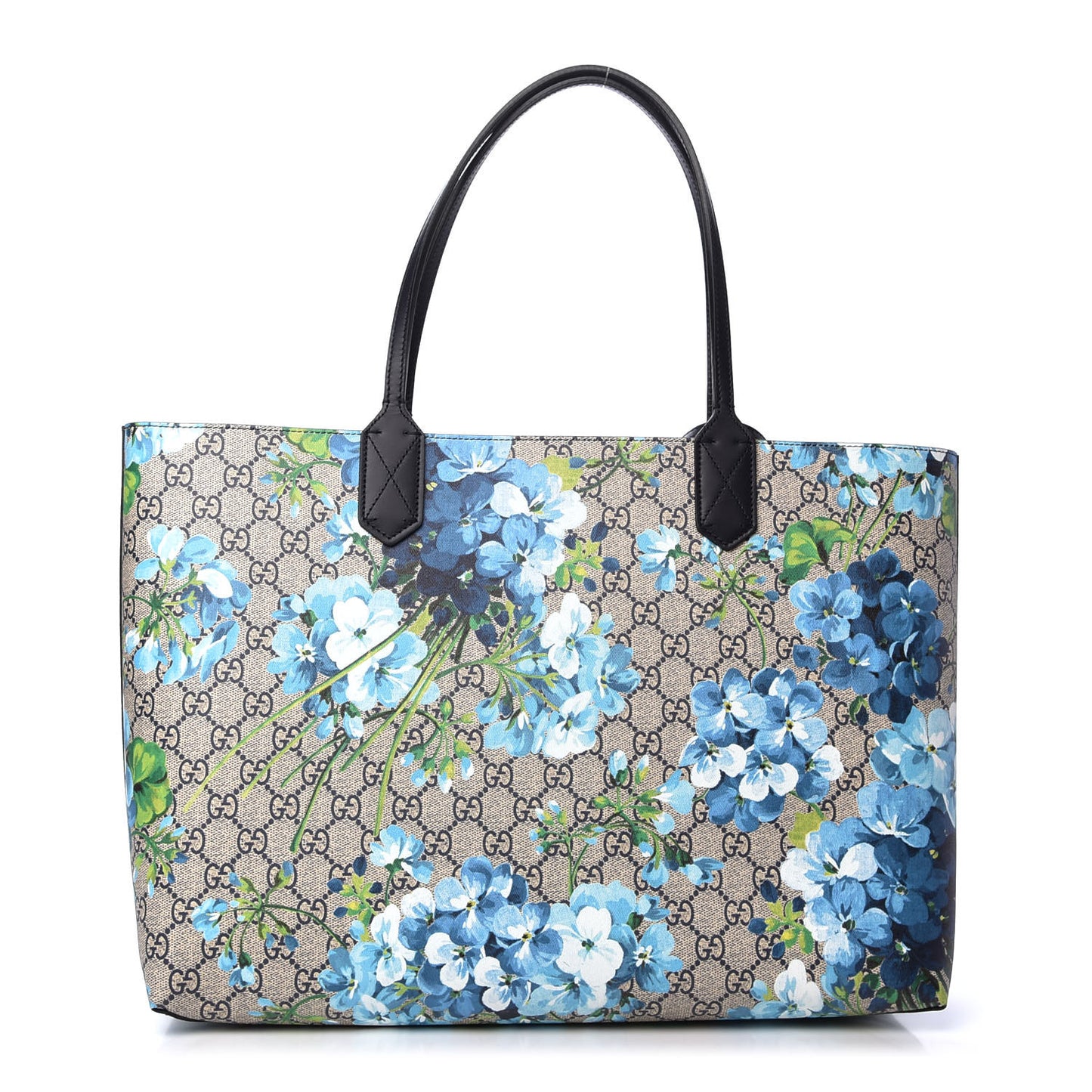 GG Supreme Monogram Blooms Medium Reversible Tote Beige Blue Navy