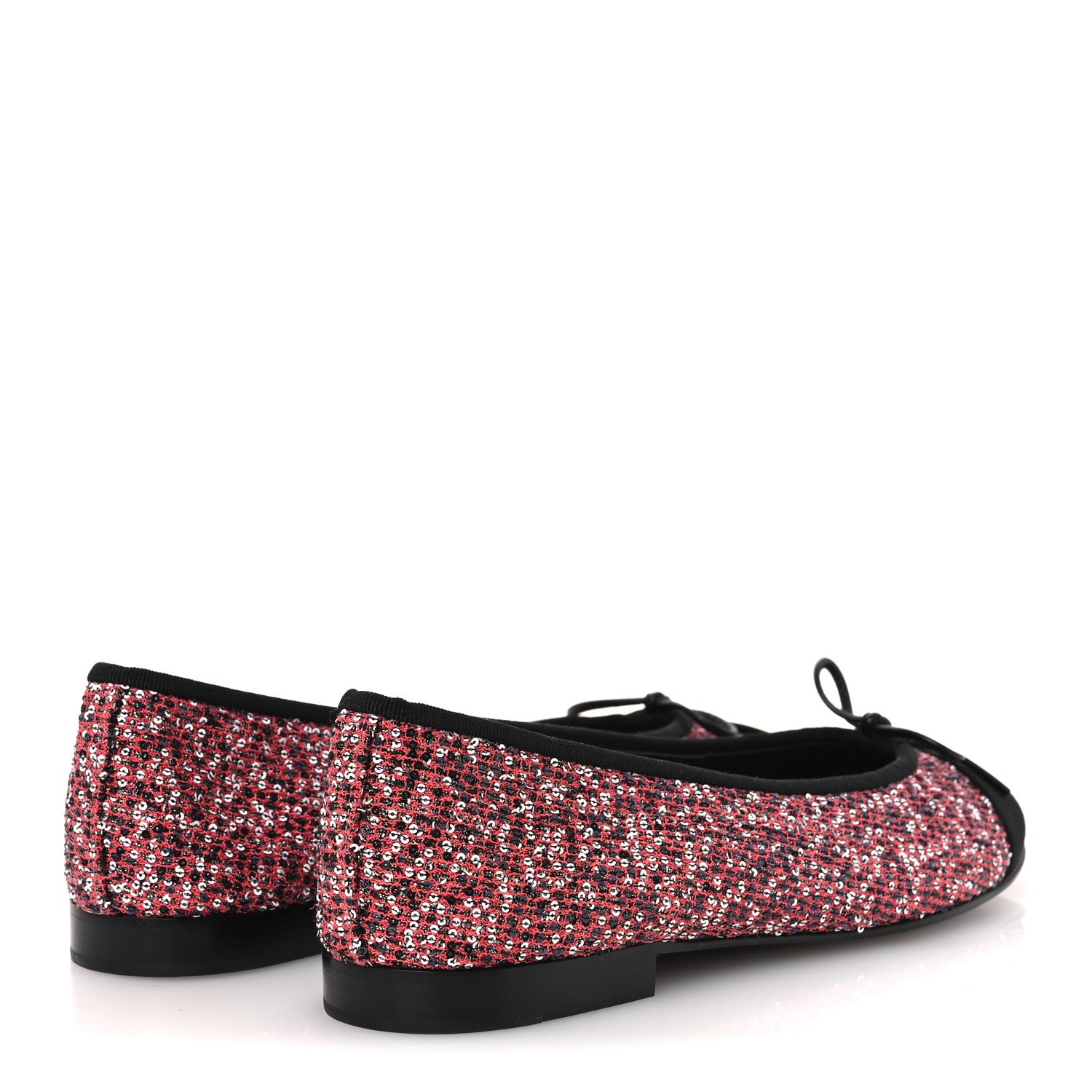 Chanel Glittered Tweed Sequin Grosgrain Cap Toe Ballet Flats 39 Pink White Silver Black 5 of 11