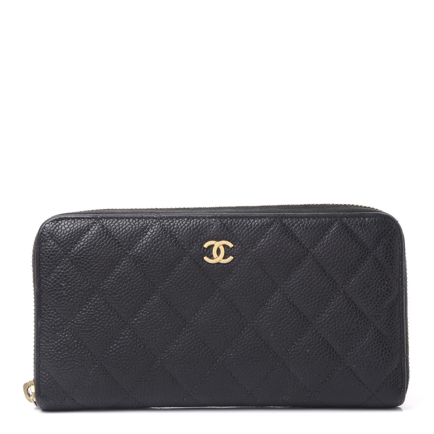 Chanel Caviar Quilted Large Gusset Zip Around Wallet Black 1 of 12