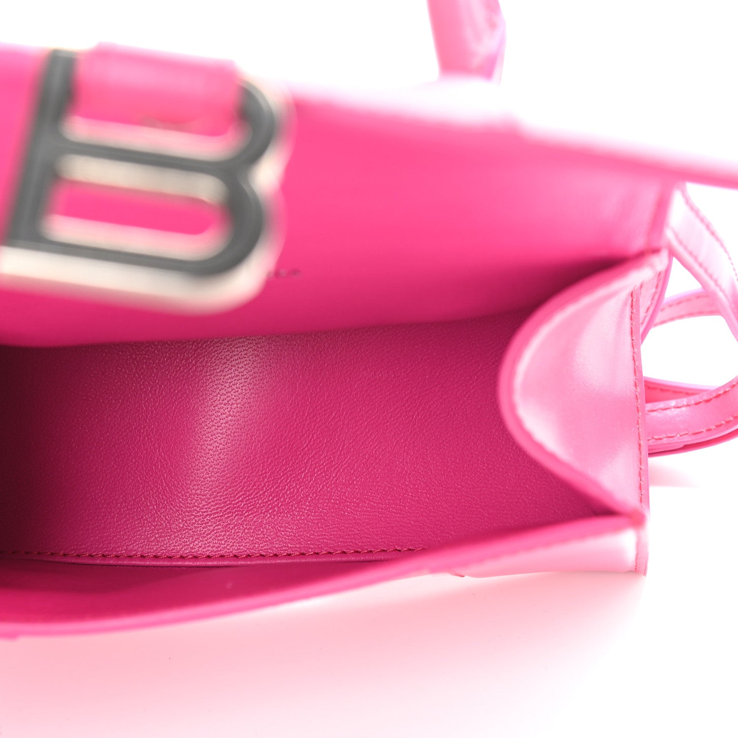 Balenciaga Shiny Box Calfskin Hourglass Top Handle Bag XS Acid Fuchsia 4 of 10