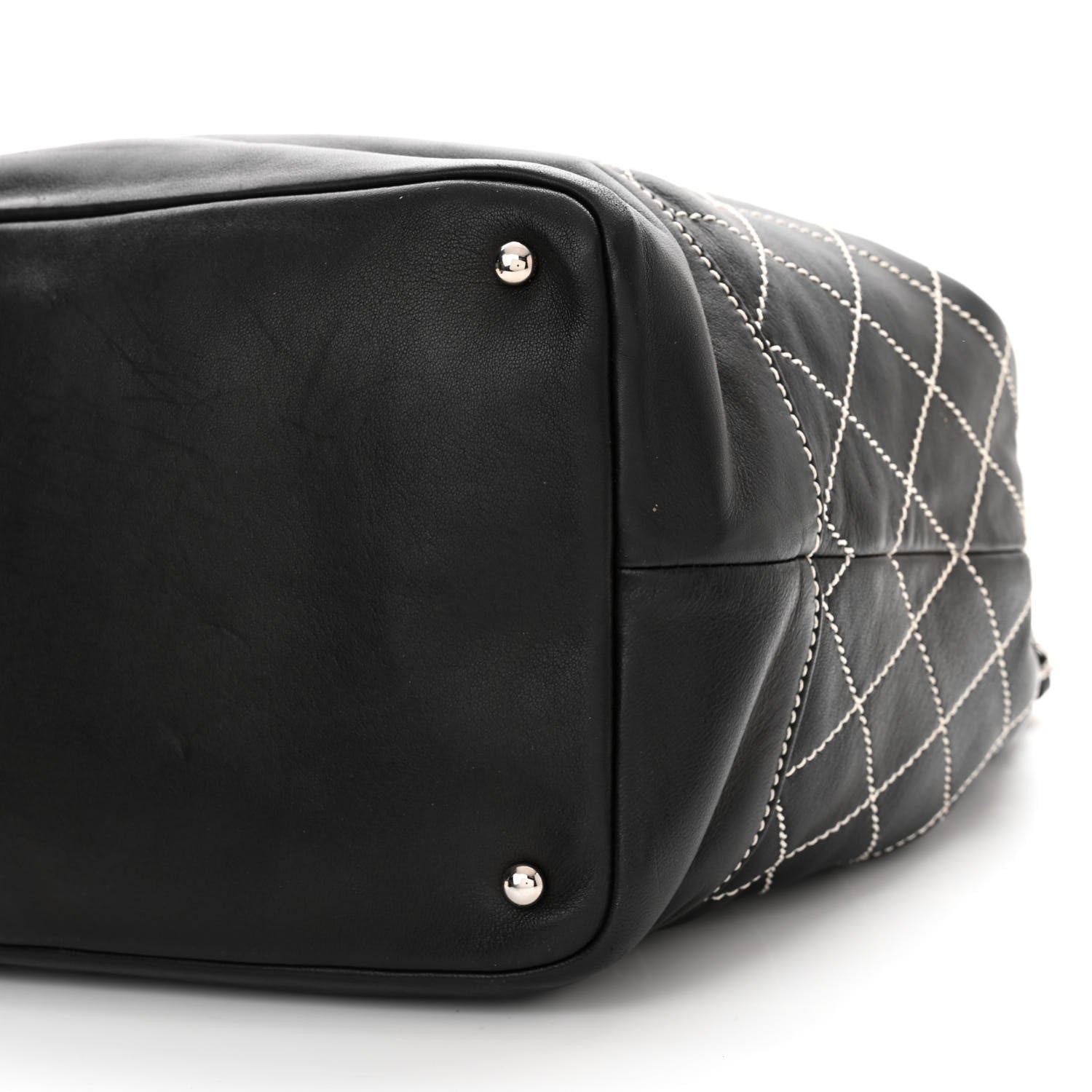 Chanel Calfskin Contrast Stitch Surpique Bucket Bag Black 10 of 11