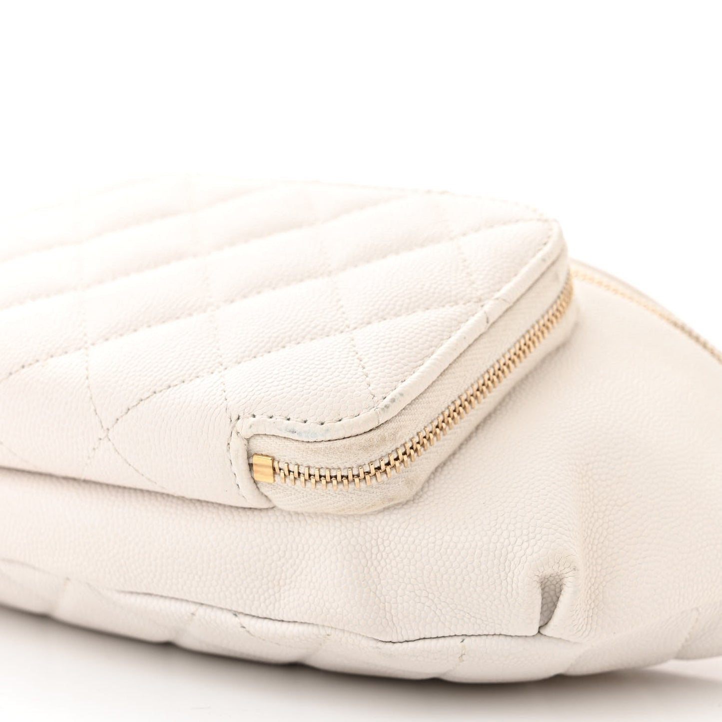 Caviar Quilted Business Affinity Waist Belt Bag White