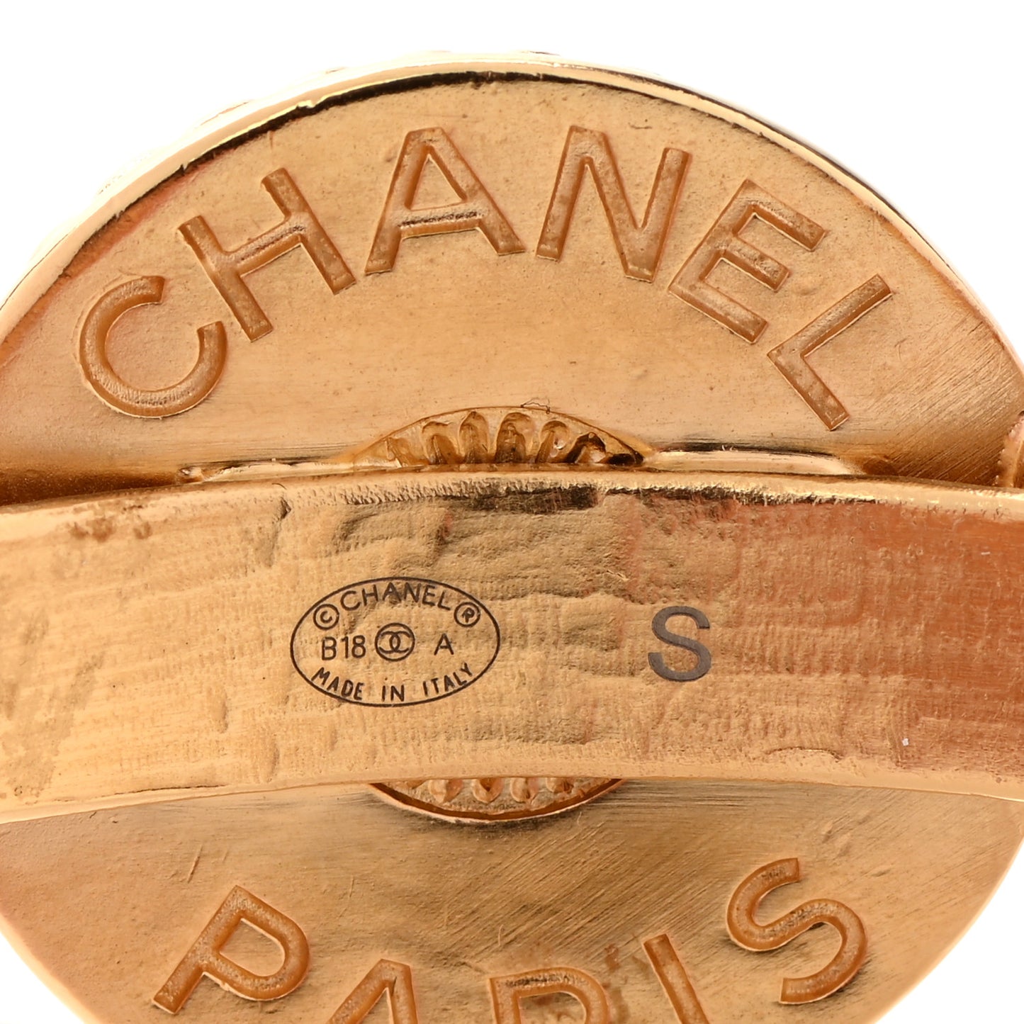 Metal Medallion CC Cuff Bracelet S Gold