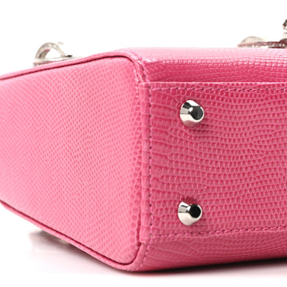 Christian Dior Lizard Swarovski Crystal Mini Lady Dior Dark Pink 9 of 11
