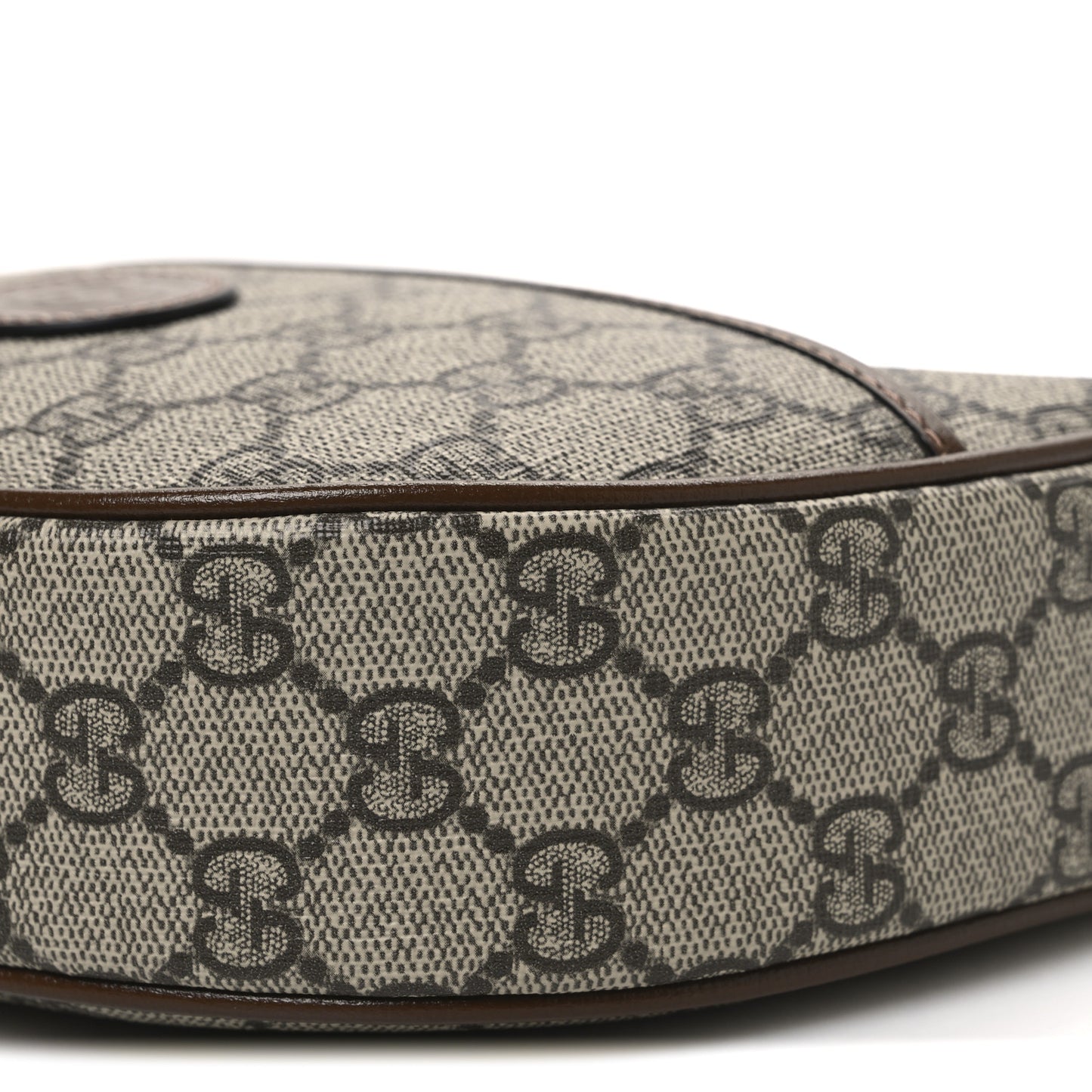 GG Supreme Monogram Azalea Calfskin Mini Retro Interlocking G Half Moon Bag Beige Ebony Brown Sugar