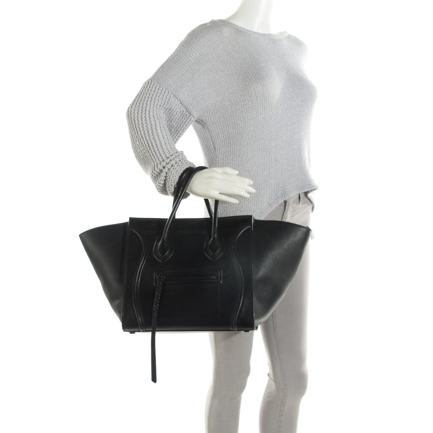 Celine Supple Calfskin Medium Phantom Luggage Black 2 of 7