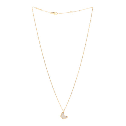 Van Cleef & Arpels 18K Yellow Gold Mother of Pearl Sweet Alhambra Butterfly Pendant Necklace 3 of 6