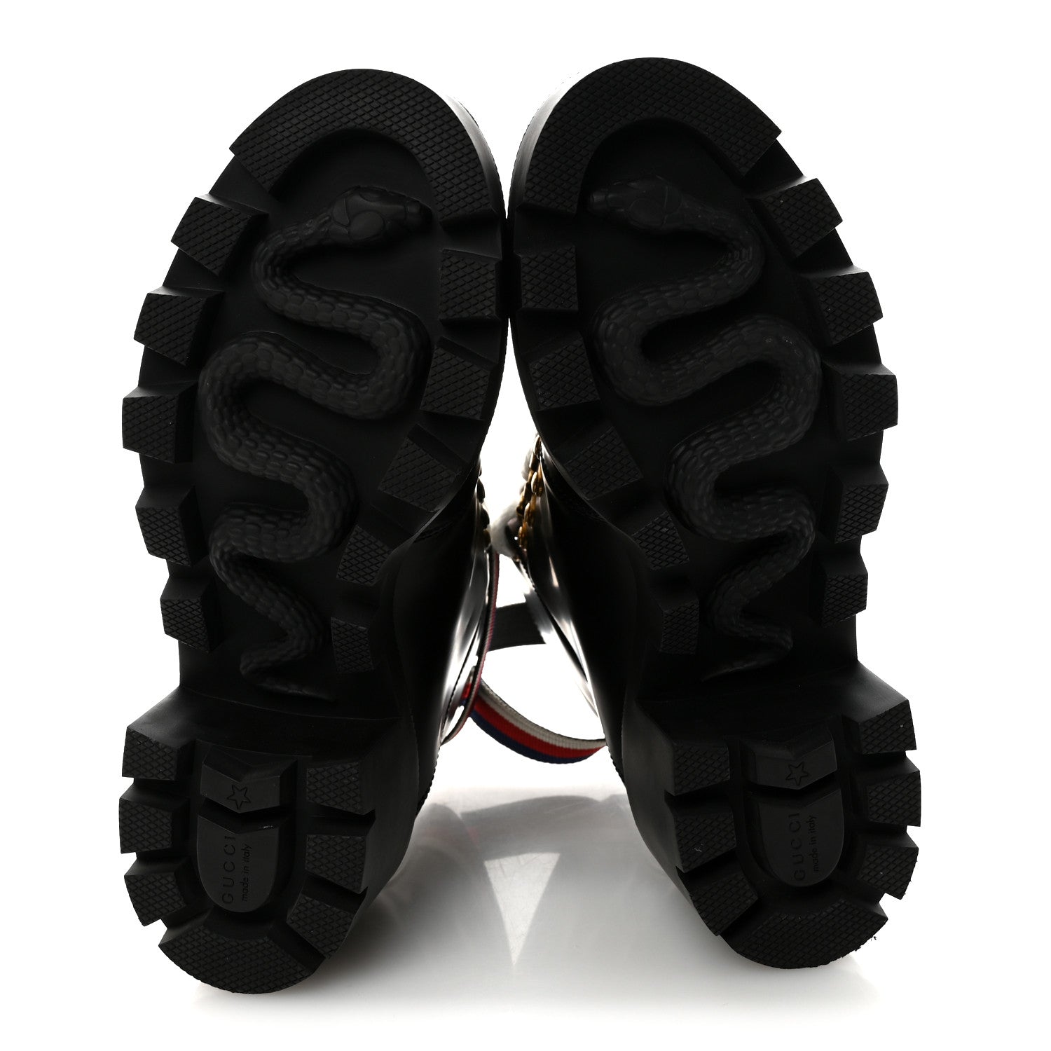 Gucci Calfskin Sylvie Web Womens Lace Up Combat Boots 38 Black 6 of 10