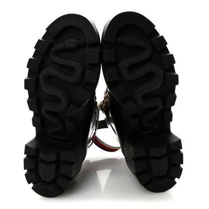 Gucci Calfskin Sylvie Web Womens Lace Up Combat Boots 38 Black 6 of 10