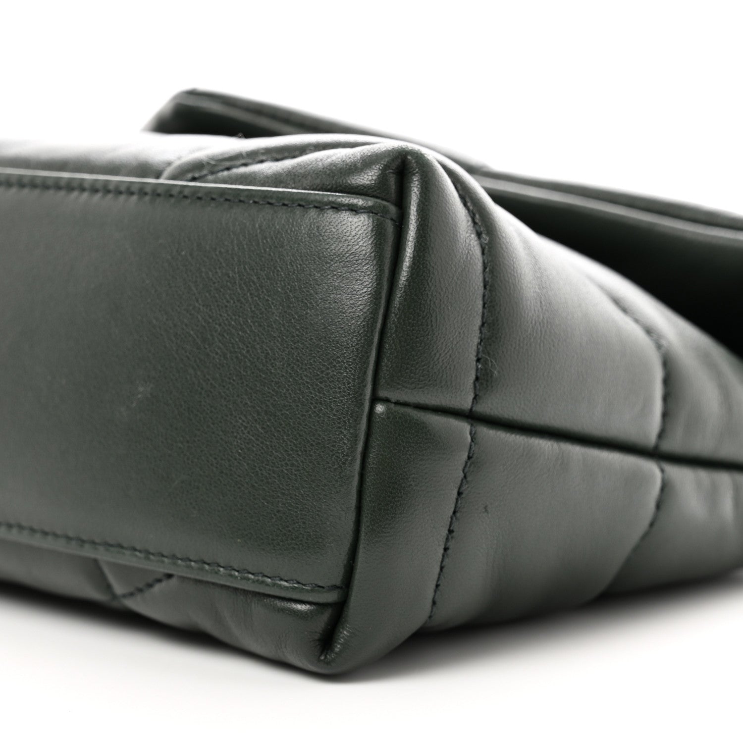 Saint Laurent Lambskin Quilted Toy Loulou Puffer Monogram Chain Satchel Verte Fonce 9 of 11