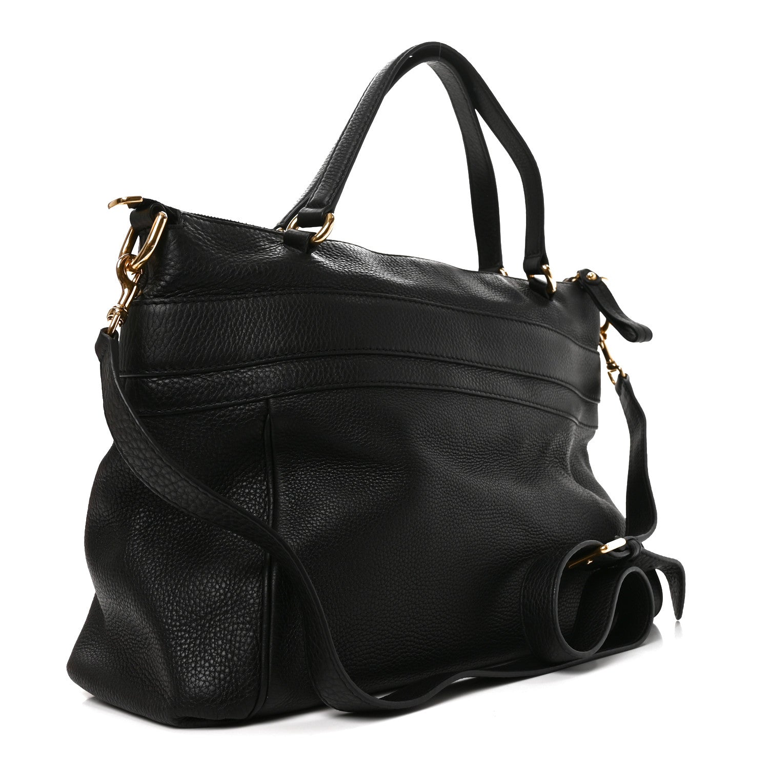 Gucci Pebbled Calfskin Ride Medium Top Handle Bag Black 3 of 10