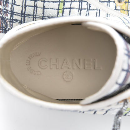Chanel Metallic Tweed High Top Sneakers 40.5 Ecru Black Yellow Gold 9 of 9