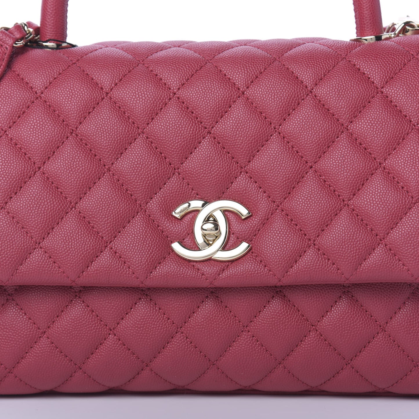 Caviar Quilted Small Coco Handle Flap Dark Pink