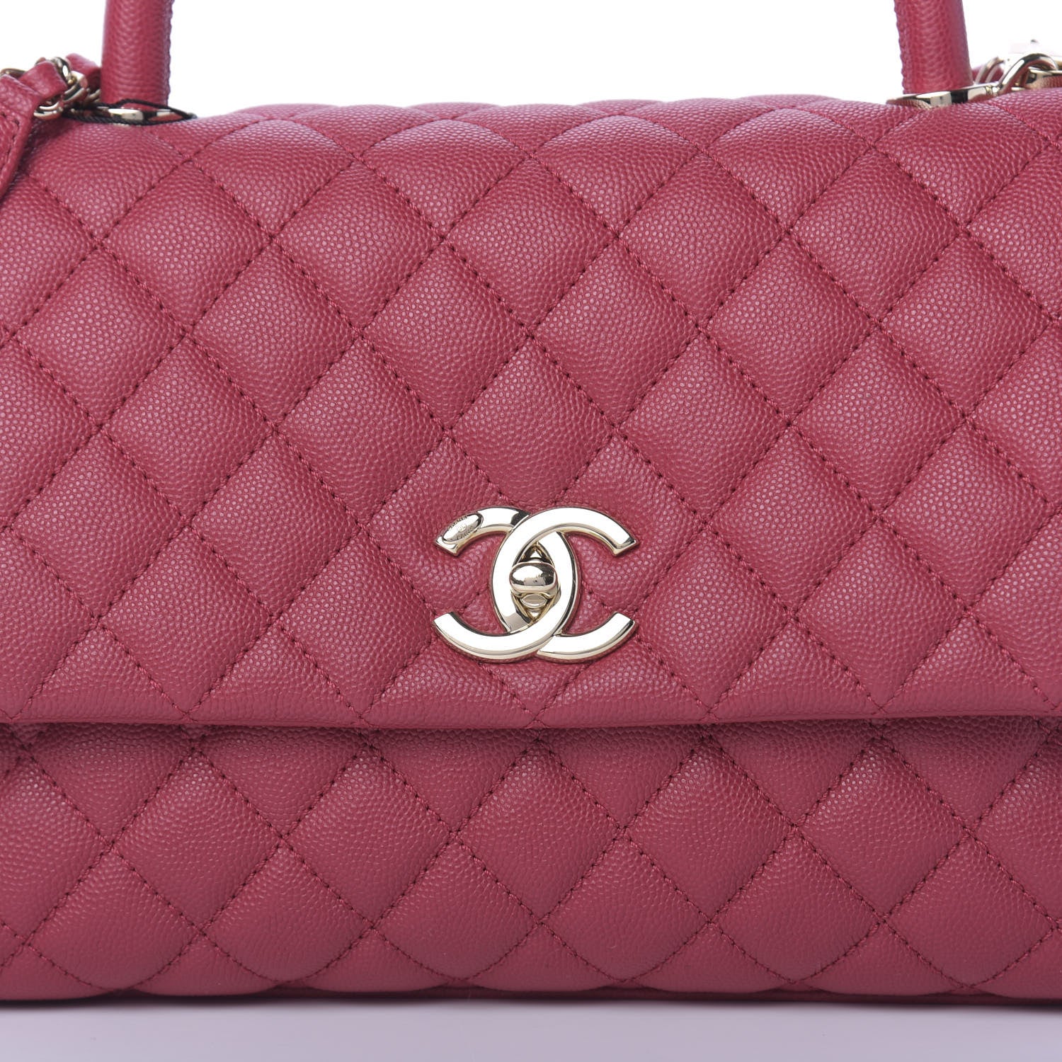 Chanel Caviar Quilted Small Coco Handle Flap Dark Pink 11 of 11