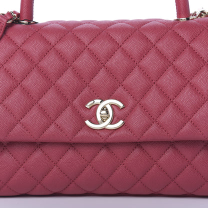 Chanel Caviar Quilted Small Coco Handle Flap Dark Pink 11 of 11