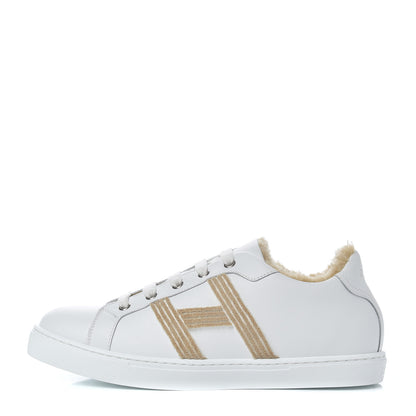 Hermes Calfskin Woolskin Womens Advantage Sneakers 38.5 White 1 of 12