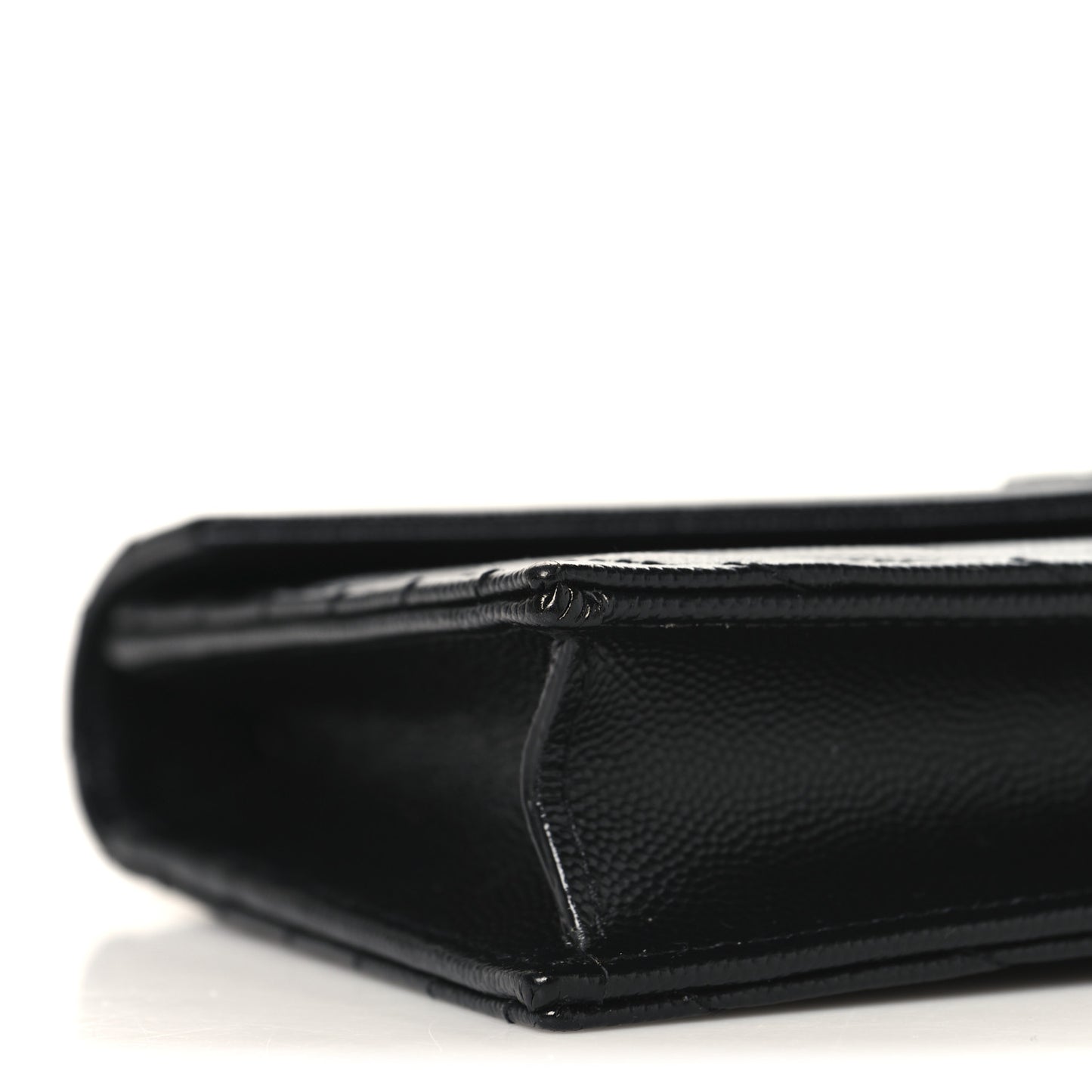 Grain De Poudre Matelasse Chevron Monogram Monochrome Envelope Chain Wallet Black