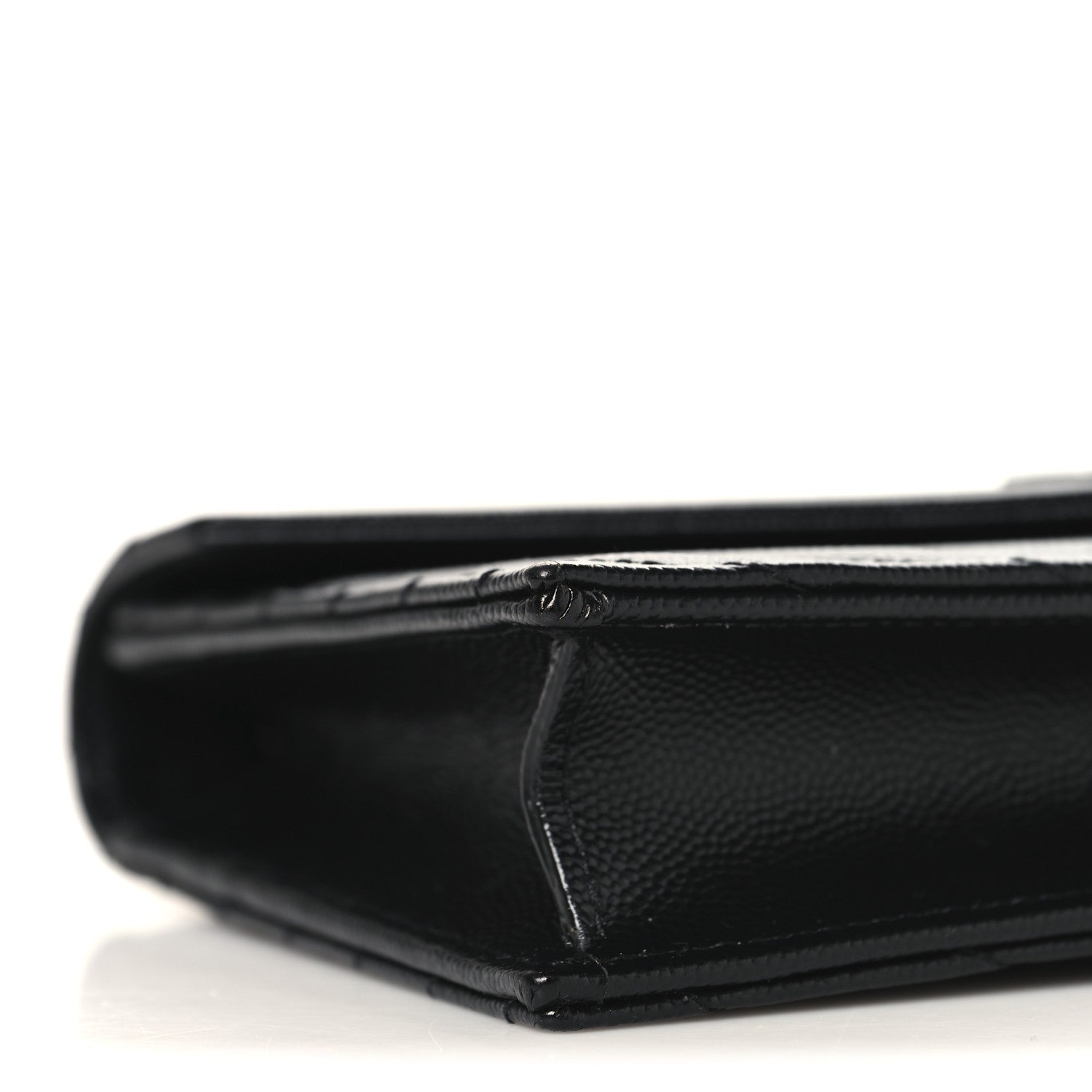 Saint Laurent Grain De Poudre Matelasse Chevron Monogram Monochrome Envelope Chain Wallet Black 8 of 10