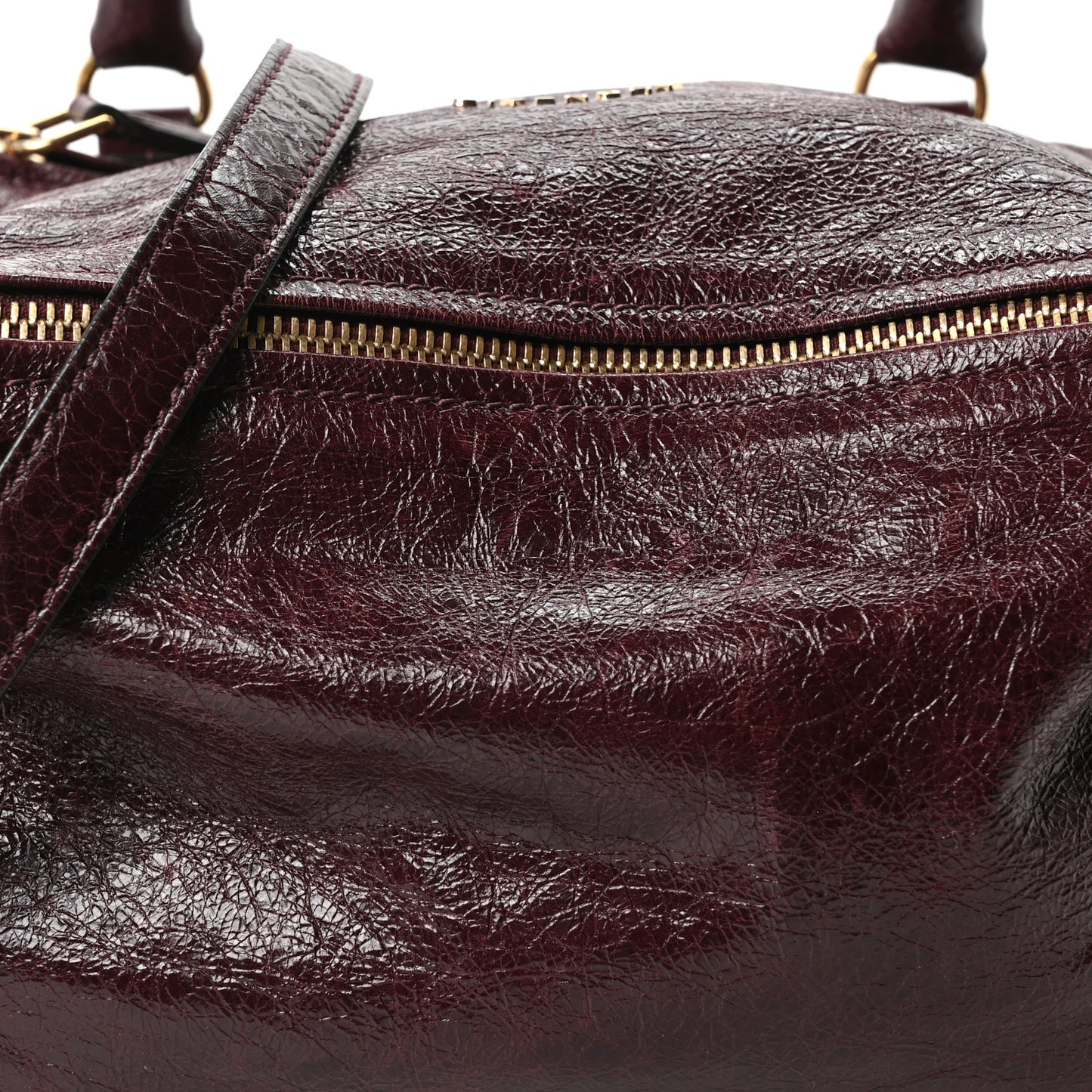 Crinkled Patent Small Pandora Oxblood