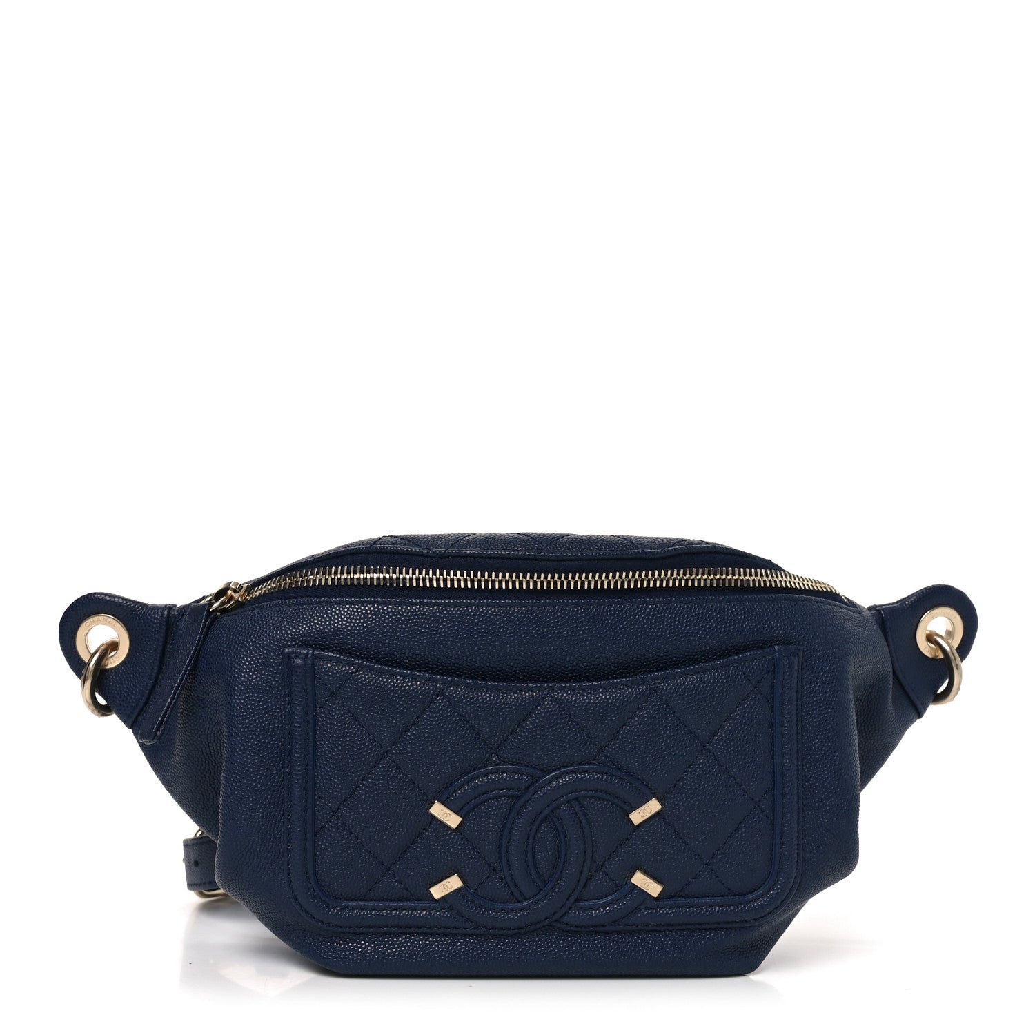 Chanel Caviar Quilted Filigree Waist Bag Blue 1 of 9